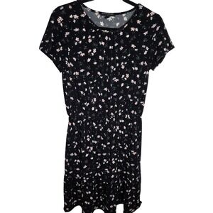 Banana Republic Fit Flare Dress Ditsy Floral Knit Elastic Waist Work Casual XS